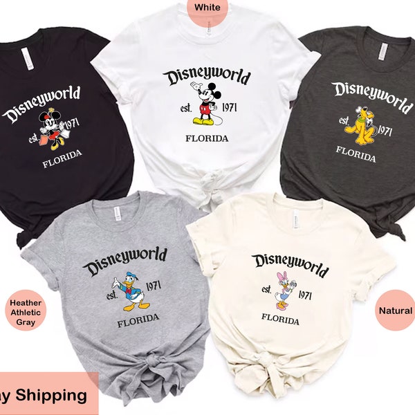 Retro Disneyworld Est 1971 T-Shirt, Mickey And Friends Shirt, Disney All Characters T-Shirt, Disney Group Shirt, Disney Family Trip T-Shirts