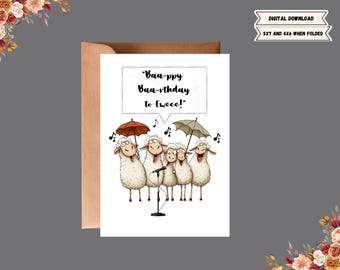 Buon compleanno a una pecora - Buon compleanno a una pecora, divertente, gioco di parole, biglietto di auguri digitale stampabile per amici, familiari, colleghi