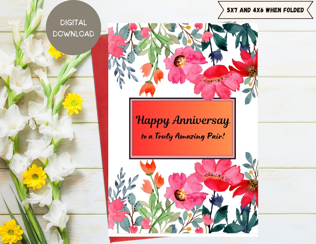Happy Anniversary Card - Flowers and Vibrant Wishes for Family ...