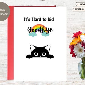 Rainbow Bridge Sympathy Card voor verlies van huisdier - teder afscheid voor geliefde katten. Het is moeilijk om afscheid te nemen van het verlies van huisdieren. Minimalistische kaarten.