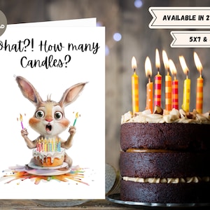 Hilário Aniversário Engraçado Coelho, Faça-os Sorrir, Divertido Cartão Digital de Saudação para ele, ela, Amigos, Colegas de Trabalho. Piada de Vela. Envelhecendo.