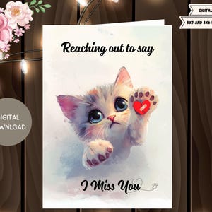 Miss you Karte - Thinking of you, süße Katze Karte, Karte für Ihn, Sie, Freunde, Familie, Schwester, Bestie, Freund.