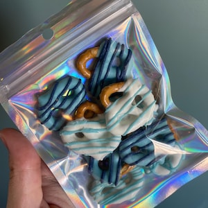 Blue Chocolate Covered Pretzels Baby Boy | Custom Party Favors | Baby Shower, Birthday Treats | Sweet and Salty Snack Gift Bags
