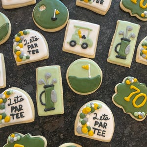 Golf Themed Cookies/ Sugar Cookies with Royal frosting/ golf cookies for birthday, win, retirement/golf themed party favor