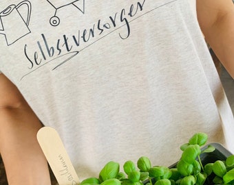 Selbstversorger, T-Shirt mit Grafik, 100 % Bio-Baumwolle, Fairwear, Sommer T-Shirts. Individuelle Anfertigung.