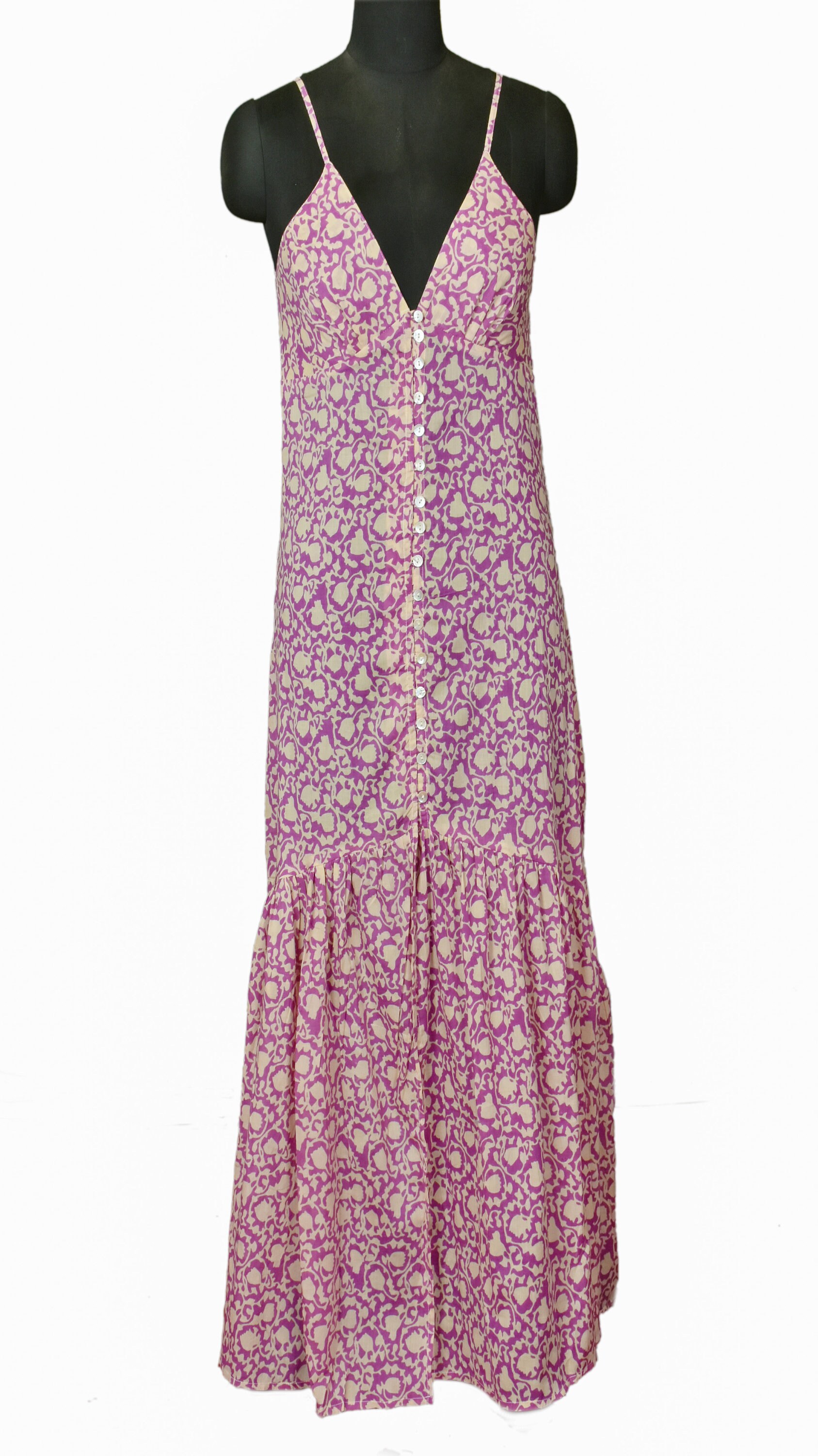 Knit Maxi Dress with Pockets Button-Front