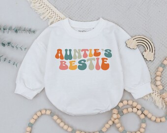 Sudadera Bestie Bubble Romper de la tía, traje de bebé, anuncio de embarazo de la tía, traje de niña, regalo de baby shower, regalo para la sobrina