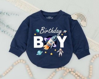 Personalized Space Birthday Boy Romper, Baby Bodysuit, First Birthday Outfit, Space Birthday Shirts, First Trip Around The Sun Bodysuit