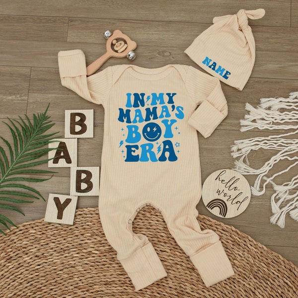 In My Mama's Boy Era Baby bodysuit and hat set, Going home outfit, Announcement Baby Bodysuit, Newborn Boy Baby Bodysuit, Infant Bodysuit