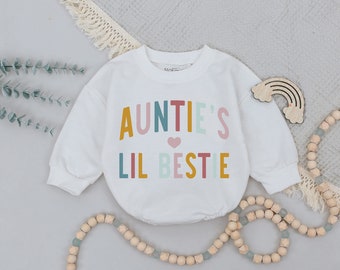 Auntie's Lil Bestie Romper, Baby Romper, Newborn Romper, Gift from Aunt, Auntie Baby Shirt, Pregnancy Announcement For Baby, Newborn Romper