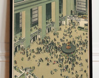 Grand Central Station, lata 20. XX wieku — ilustracja z Nowego Jorku w stylu vintage