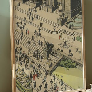 Vintage NYC Public Bibliothek Druck - Tony Sarg 1927 Jazz Age Illustration