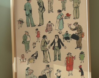 Vintage NYC Art Print — 1920s East Side Characters — New York Wall Decor