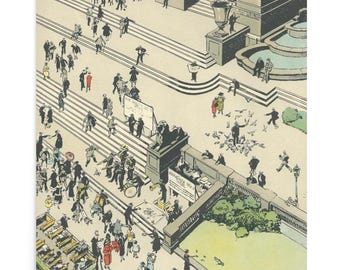 Vintage NYC Public Library Print – Tony Sarg 1927 Jazz Age Illustration