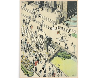 Stary druk Biblioteki Publicznej Nowego Jorku – ilustracja Tony'ego Sarga z ery jazzu z 1927 r.