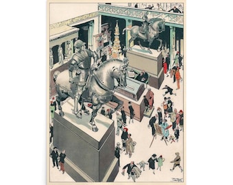 Vintage nowojorski wydruk artystyczny — broń Metropolitan Museum z lat 20. XX wieku — dekoracja ścienna w Nowym Jorku