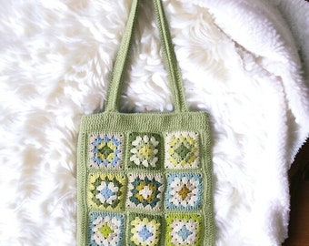 Crochet shoulder bag with flowers stitched, Crochet finished product, Crochet Bag Flower Bag, Crochet Tote bag,Crochet Beach Bag