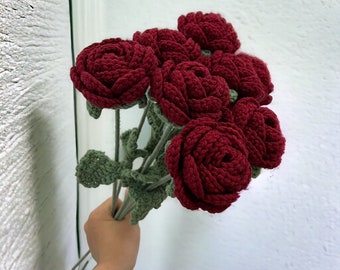Handmade Crochet Roses Knitted Flowers Bouquet: Perfect Romantic Gift Home Decor & Mom's Favorite Choice Finished Product