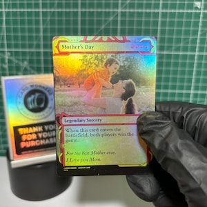Cadeau fête des mères MTG Magic The Gathering Card personnalisée Cadeau de parodie en aluminium fait main