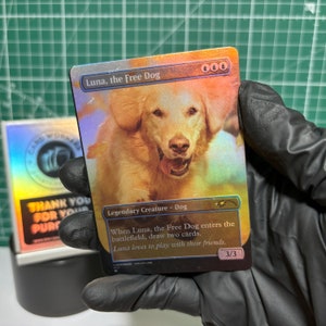 La tua carta Pet as Magic Cane Gatto Full Art Cards MTG Carta Magic The Gathering personalizzata fatta a mano Foil Parodia Regalo