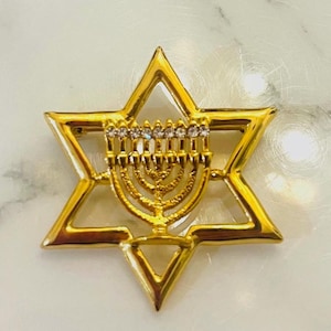 Star of David Menorah Brooch