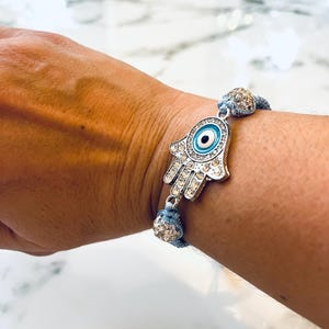 Blue Hamsa Evil Eye Protection Bracelet