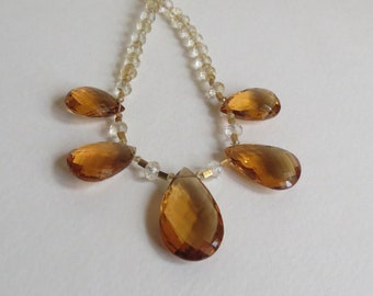 Necklace in a Shade of Golden Quartz Focal Stones, Shades of Yellow Citrine, Gold Filled Findings, Semi Precious Stones, Love Gift Idea