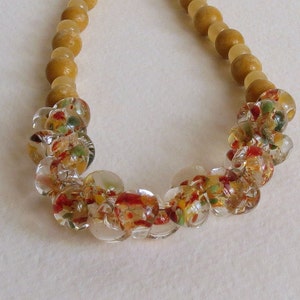 Jasper and Jade Necklace in Yellows with Glass Beads and Sterling Silver Clasp, Semi Precious Stones, Ladies Accessories, Jewelry, Gift Idea