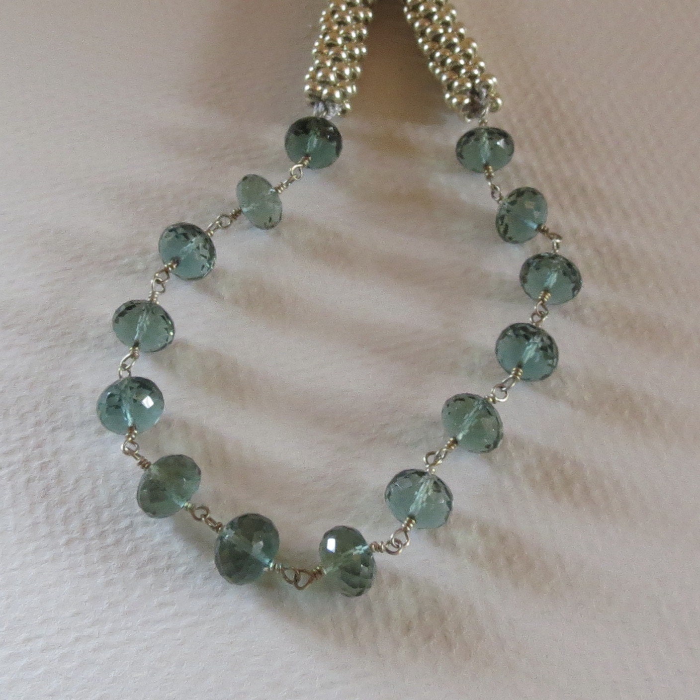 Handmade Jewelry Kumihimo Necklace Moss Green Aquamarine - Etsy