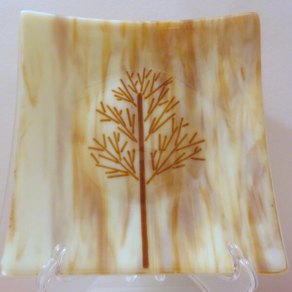 Fused Glass Dish, Tree Dish, Brown Tones, Dining and Entertaining,  Statteam