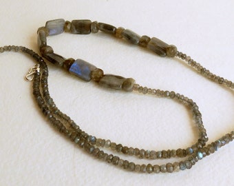 Beautiful Labradorite Necklace with Lovely Blue Flash and Sterling Silver, Statement Piece, Ladies Jewelry,  Gift Idea, Semi Precious Stones