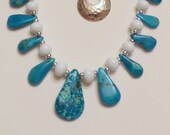 Jewelry, Necklace Set Blue Jasper and Lampwork White Beads