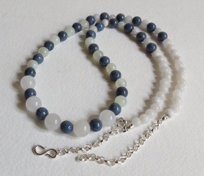 Handmade Blue Sponge Coral Necklace With White Jade and Etsy