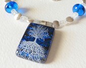 Tree of Life Dichroic Pendant,  Necklace Set, Moonstone, Lampwork beads, Sterling Silver, Statteam