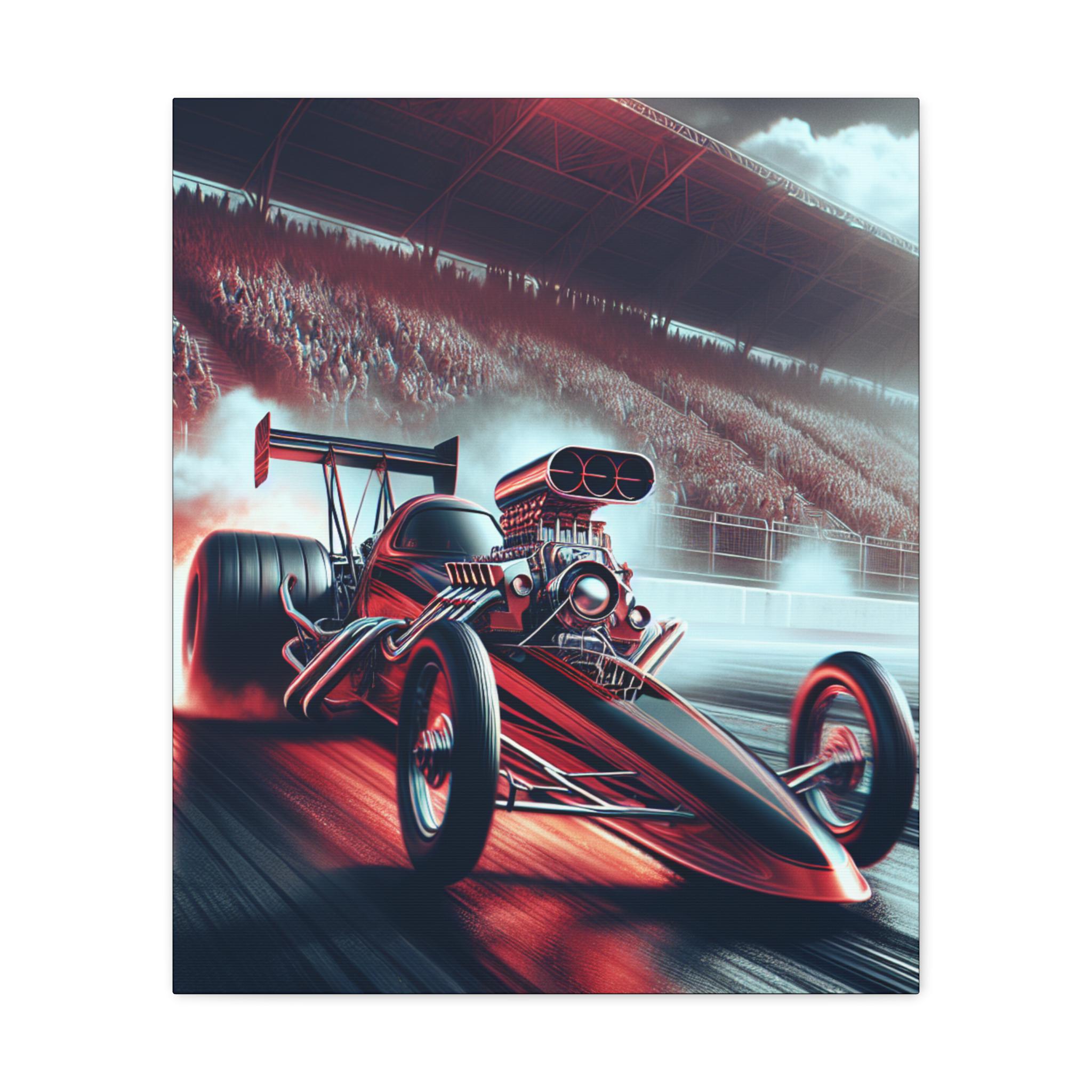 Racing Dragster Canvas, Red Race Car Wall Art, Speed Racing Home Decor ...