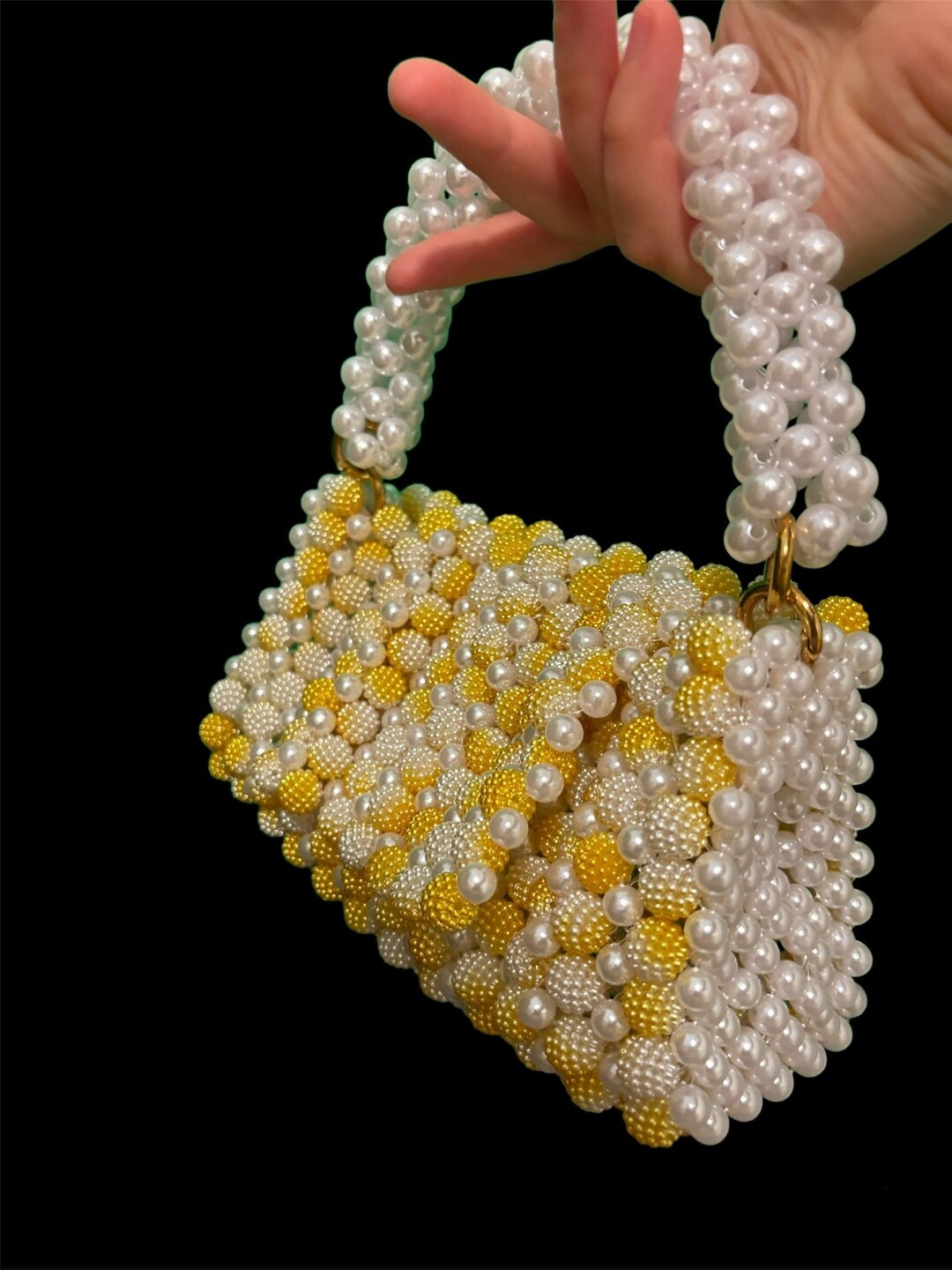 Audrey Wrist Strap Bead Purse Yellow main image 1