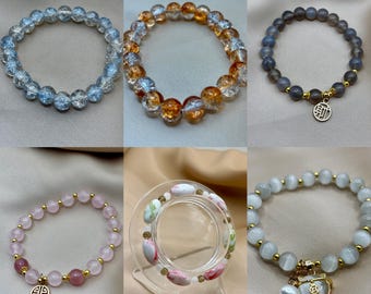 Pulseras de cuentas hechas a mano / Ajuste elástico / Colores y dijes surtidos