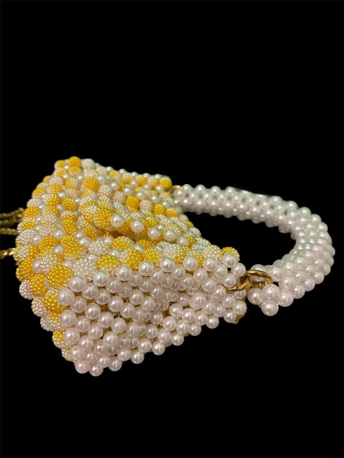 Audrey Wrist Strap Bead Purse Yellow