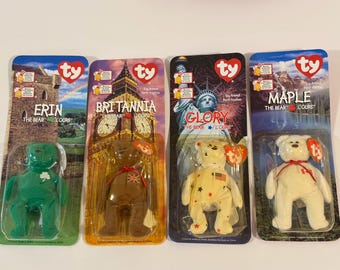 TY Beanie Babies International Bears Set – Erin, Britannia, Glory & Maple