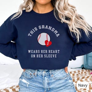 Personalized Baseball Grandma Sweatshirt, Custom Name Sleeve Print, Baseball Game Day Crewneck, Mother’s Day Gift for Baseball Grandma