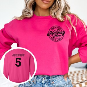 Hockey Mom Crewneck Sweatshirt Custom Name and Number Gift for Hockey Mom Hoodie Personalized Hockey Sweatshirt