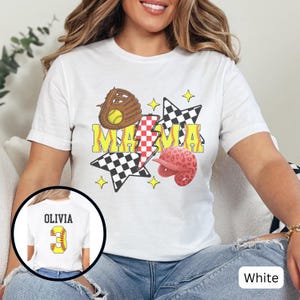 Personalized Softball Mom Shirt, Custom Name and Number Softball Game Day T-Shirt, Softball Mama Tee, Mother&#39;s Day Gift For Softball Mom