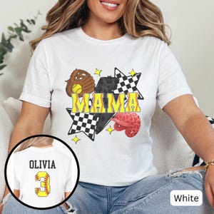 Personalized Softball Mom Shirt, Custom Name and Number Softball Game Day T-Shirt, Softball Mama Tee, Mother&#39;s Day Gift For Softball Mom