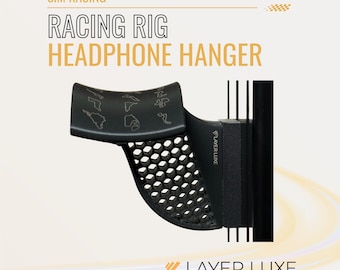 Sim Racing Headphone Hanger – Sturdy Mount for Gaming Headsets – Durable & Space-Saving Headphone Holder for Racing Simulators Inc Fixings