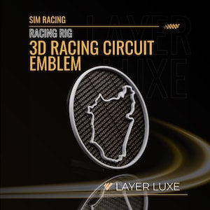 Emblemas 3D para circuitos de carreras de simulación – Insignias elegantes para simuladores – Decoración duradera para cabinas de carreras