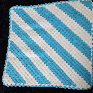 Blue and white baby blanket