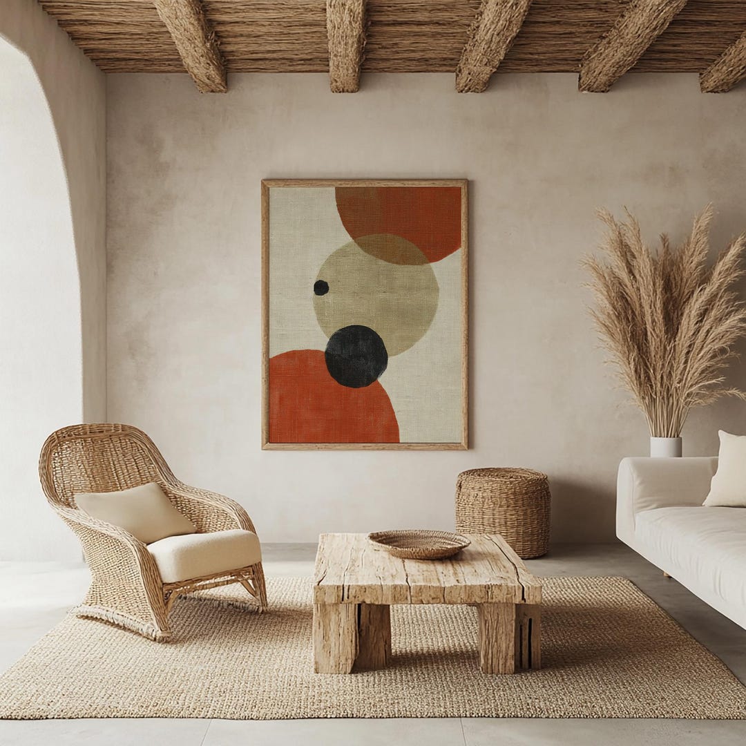 Japandi Art Print, Neutral Color Palette, Minimal Geometric Shapes ...