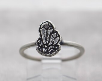 Geode Ring - Unique Ring - Love of Crystals - Crystal Ring - Sterling Silver Ring - Oxidized Ring