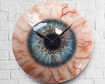 Bloodshot Eyeball Clock, eyes, weird eye Dr. pinkeye melting red, Optometrist watch time timekeeper Doctor office Acrylic Wall Clock 10.75''