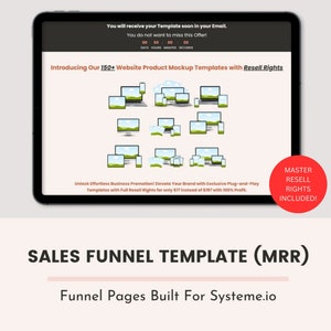 Sales Funnel Template With Master Resell Rights | Sales Funnel Pages Built For System.io | Make Money Passive Income Guide Sales Courses